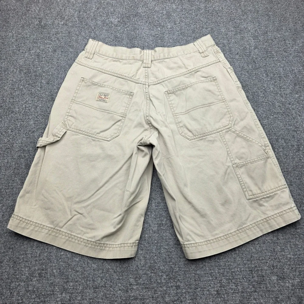 Old‎ Navy Mens Khaki Carpenter Shorts W31 Cotton Tan Utility Relaxed Fit Y2K 90s